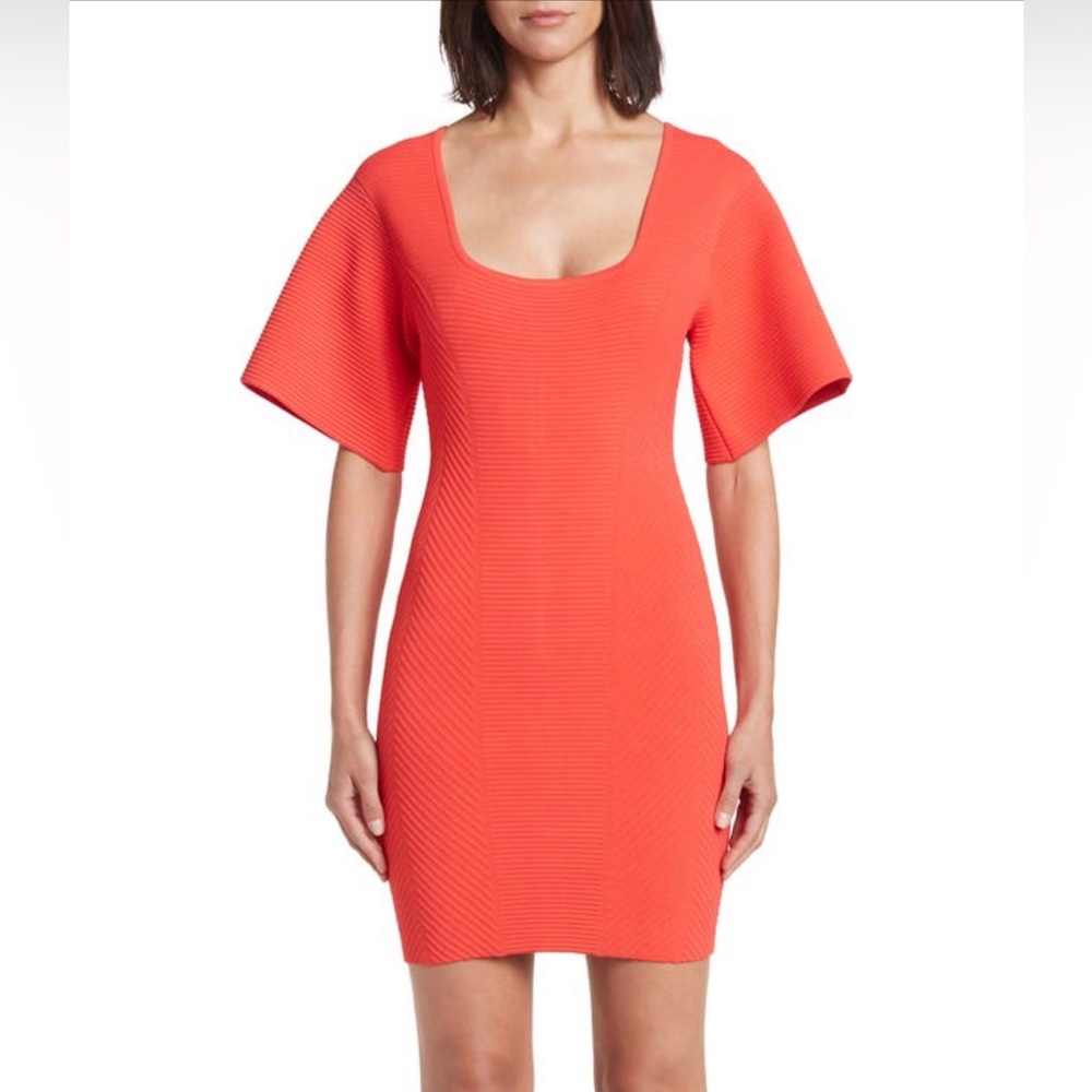 Herve Leger Contour Corset Mini T- Shirt Dress L Orange